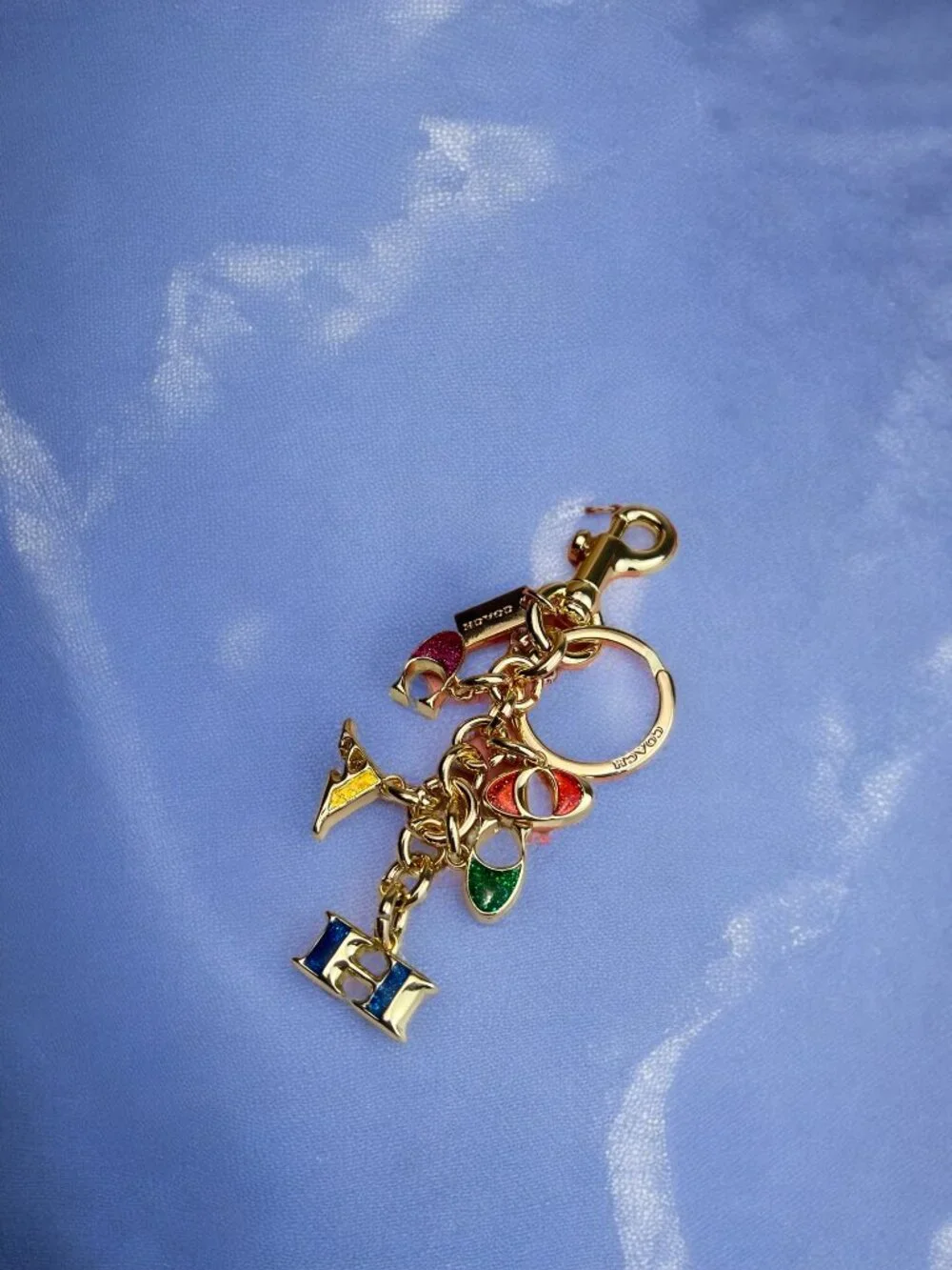🌸Coach Multicolor Key Holder with Gold Accents